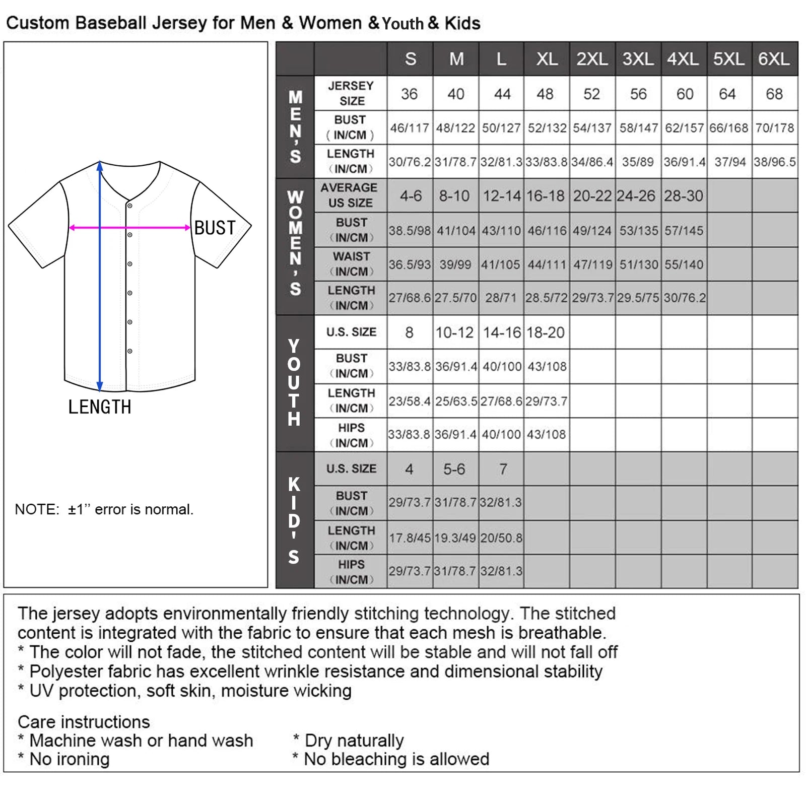 Personalized Men's Baseball Jersey