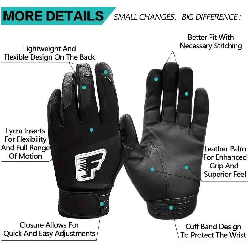 Kids Cabretta PU Leather Batting Gloves